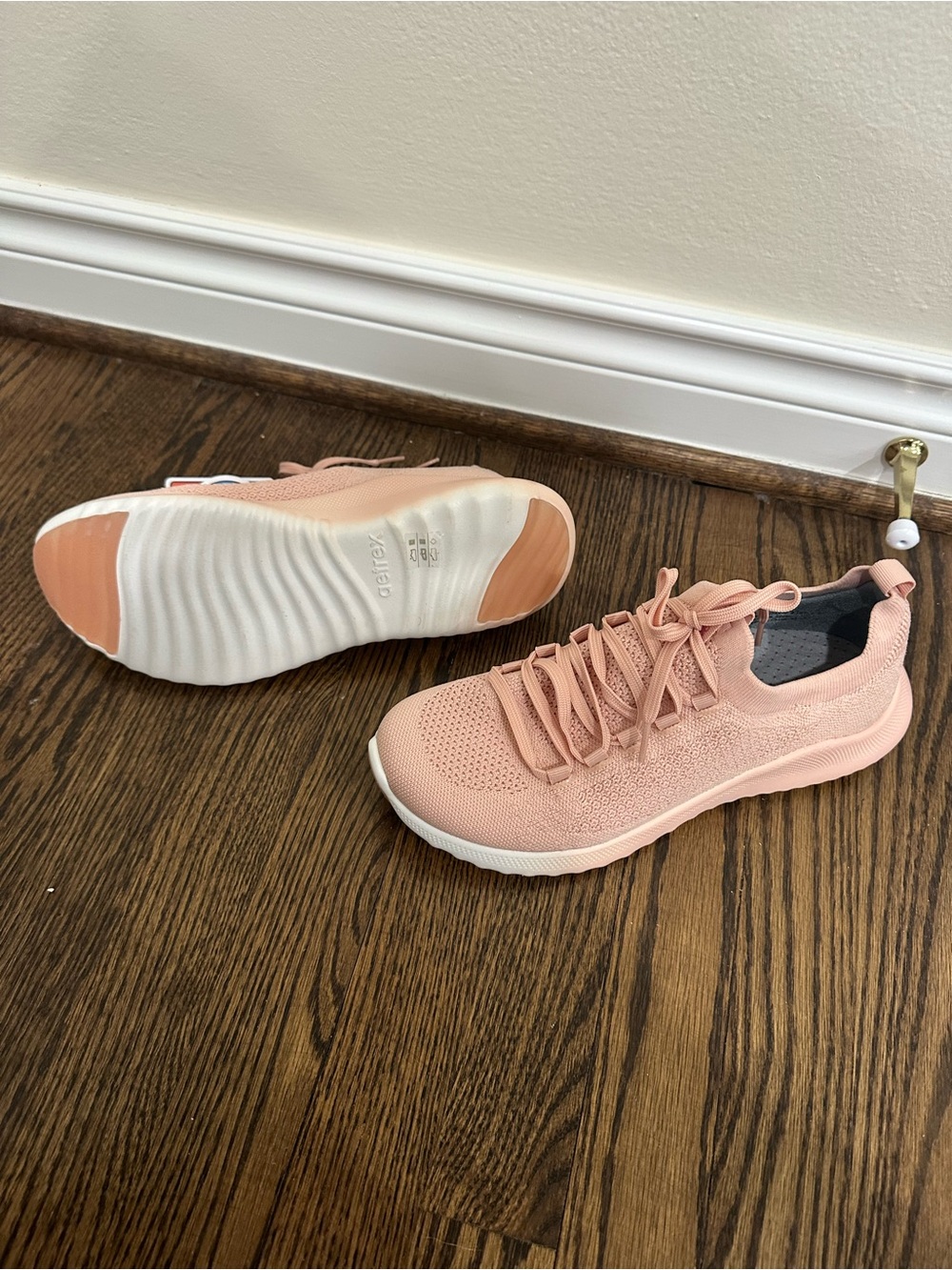 Aetrex Women's Knit Lace-Up Sneakers - Peach Pink - Picture 4 of 6